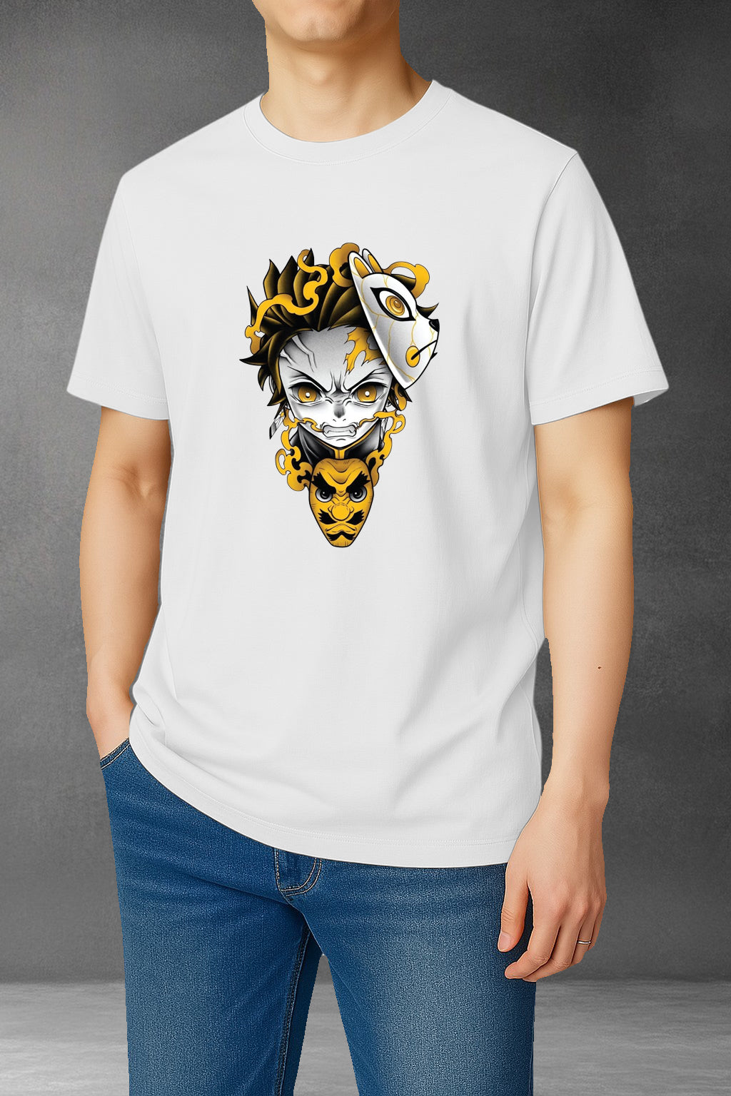 Camiseta Tanjiro Máscara Dorada Hombre