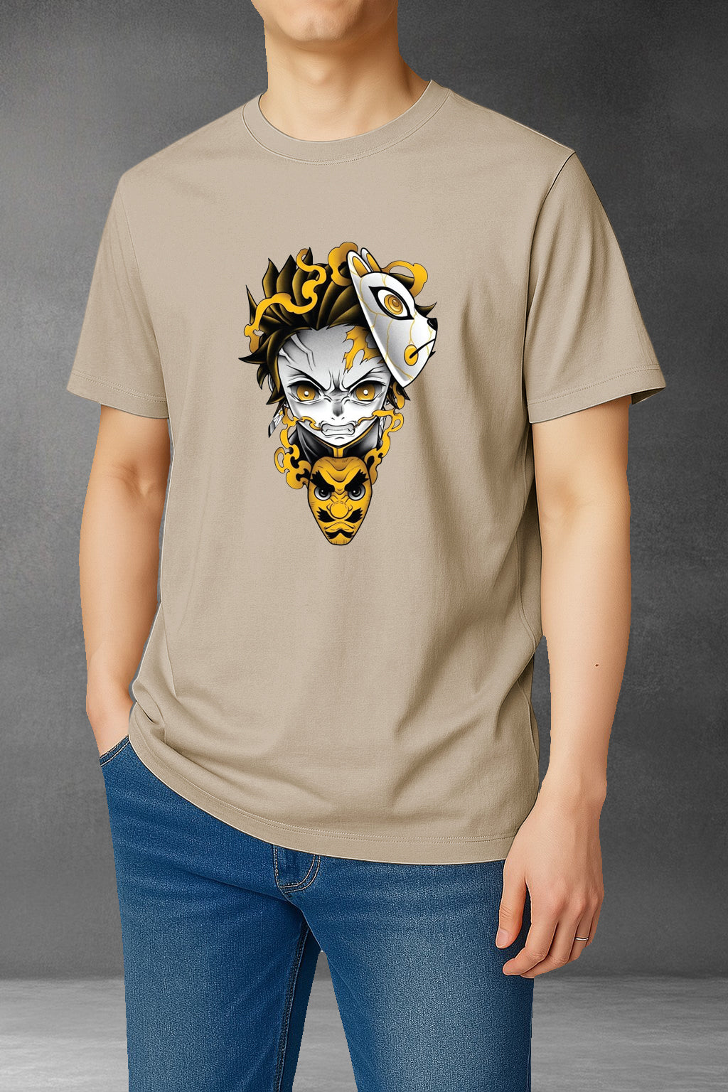 Camiseta Tanjiro Máscara Dorada Hombre