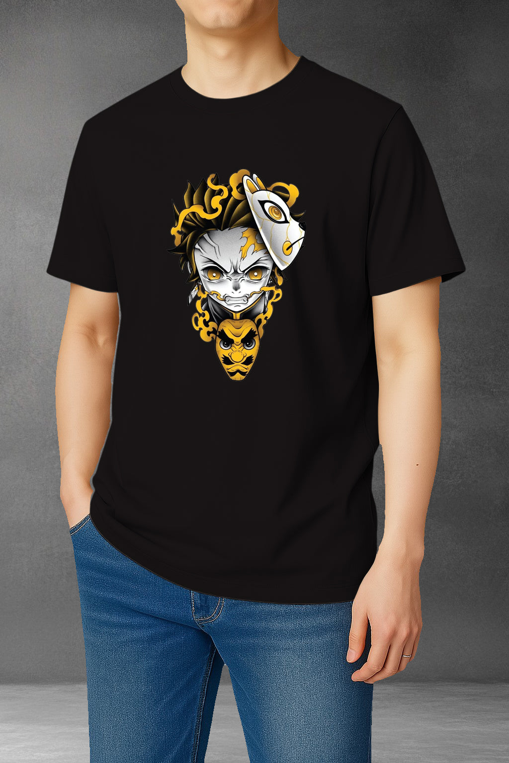 Camiseta Tanjiro Máscara Dorada Hombre