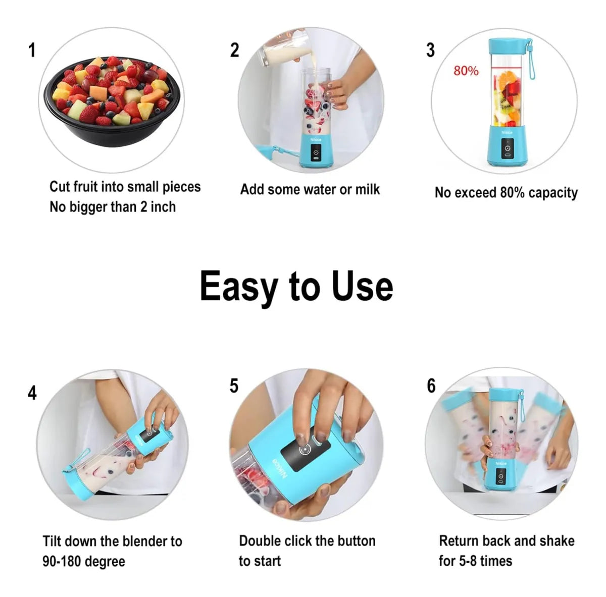 Mini Licuadora Recargable Usb