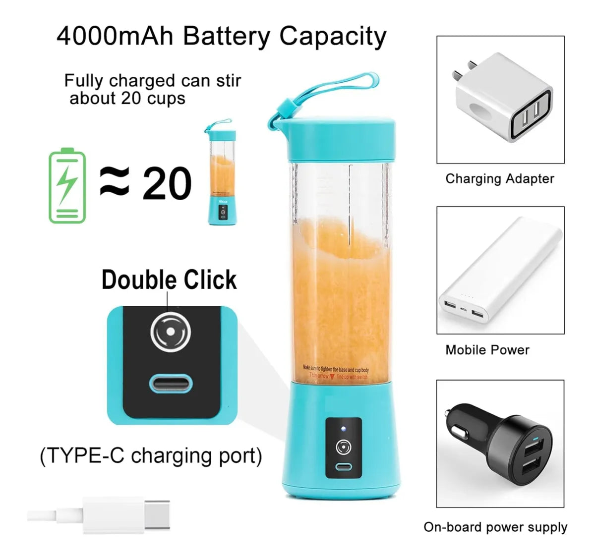 Mini Licuadora Recargable Usb
